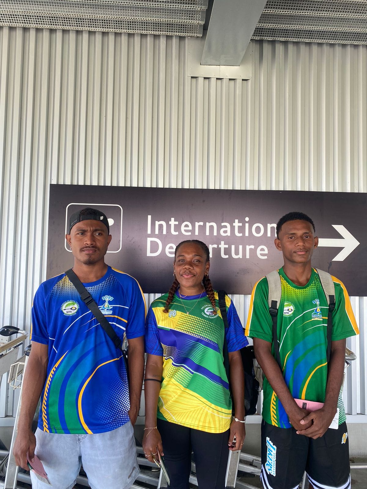 Three national tennis stars departing for the the Pacific Nations Cup 2024 on Saturday. Photo supplied.