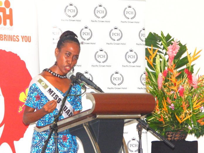 Miss Guadalcanal Ezinma Kausua presenting her speech