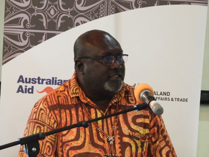 Tozen Leokana, minister for MEHRD speaking at the closing function of ESSP.