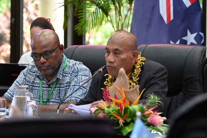 New Chair of Smaller Island States President Maamau making his remarks.