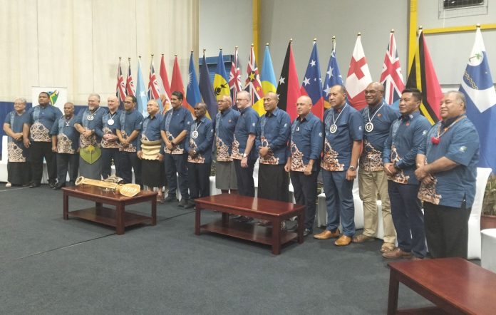 Pacific Island Forum Leaders during the adoption of the Ocean of Peace Declaration yesterday in Honiara.
