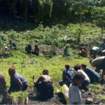 Communities of Sepi, Suva and Thathaje clearing the site in preparation for the construction of the new building. Photo SEPI Forum.