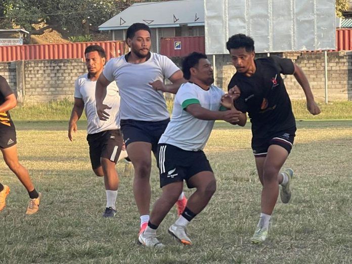 Rugby players take part in the Honiara Rugby Union Association Rugby Sevens trials held this week as selectors identify the men's and women's squads for the upcoming Solomon Games. Photo HRUA2