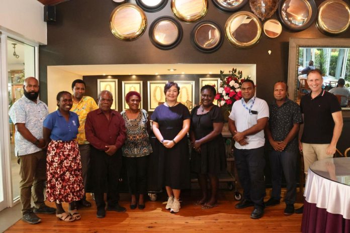 UNDP Pacific Office Resident Representative Ms. Munkhtuya Altangerel meets with civil society organisations in Honiara. Photo credit UNDP.
